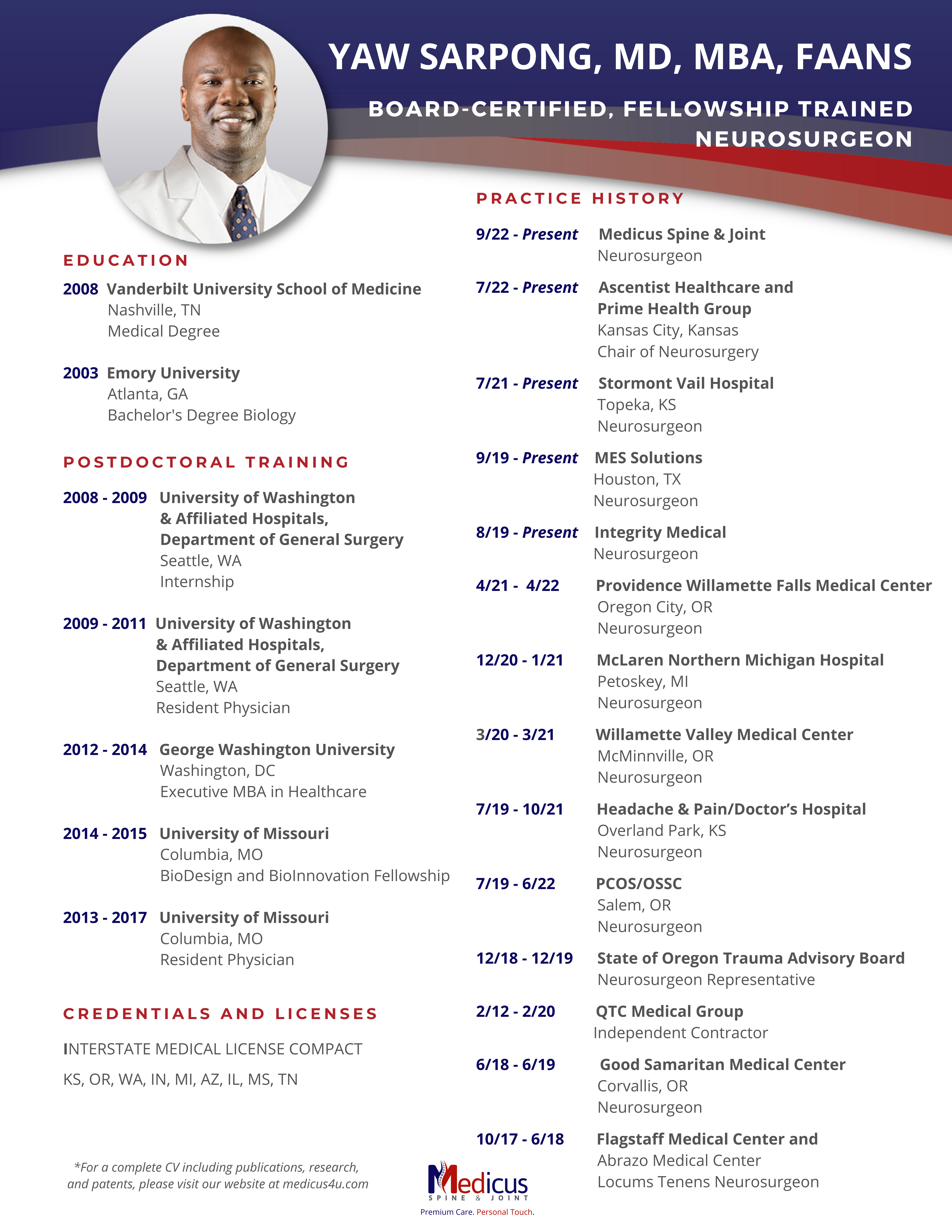 Dr Sarpong CV